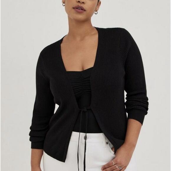 Torrid Tie Front Wide Ribbed Long Sleeve Cardigan Sweater Women's Size Large - Picture 1 of 8